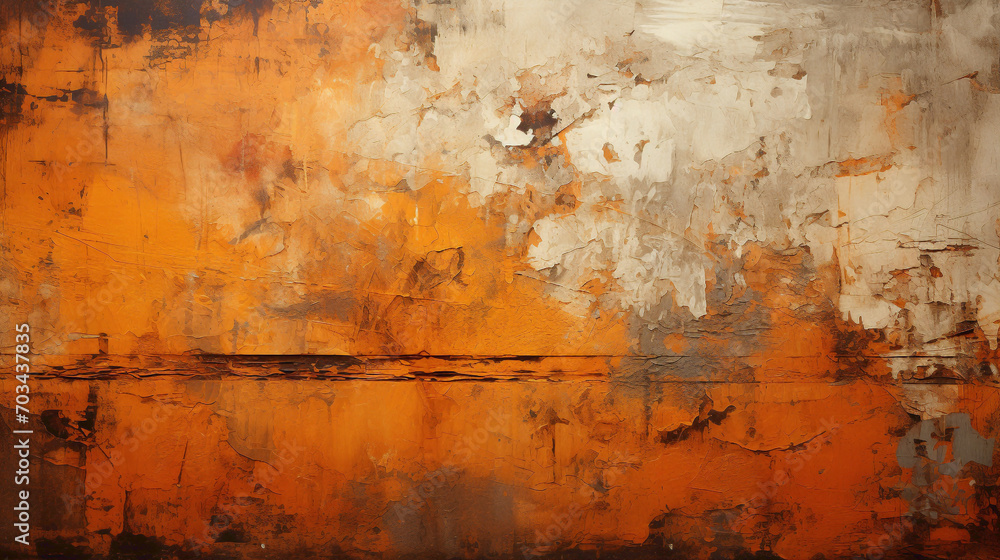 A rusty orange abstract background with rugged textures and industrial aesthetics.