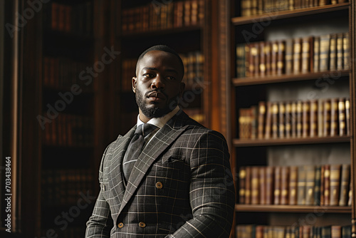 Legal Elegance  Handsome Lawyer in the Law Library