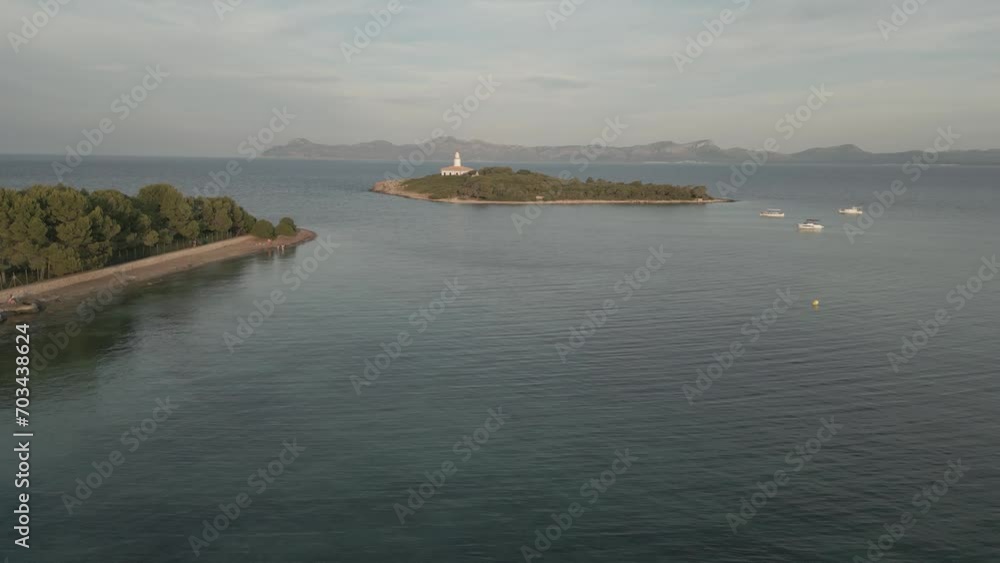 Drone view of lush green trees growing on coast of sea against cloudy sky Drone view of lush green trees growing on coast of sea against cloudy sky