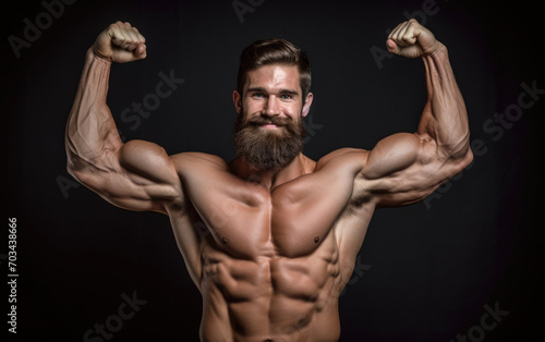 A strong muscles man showing off