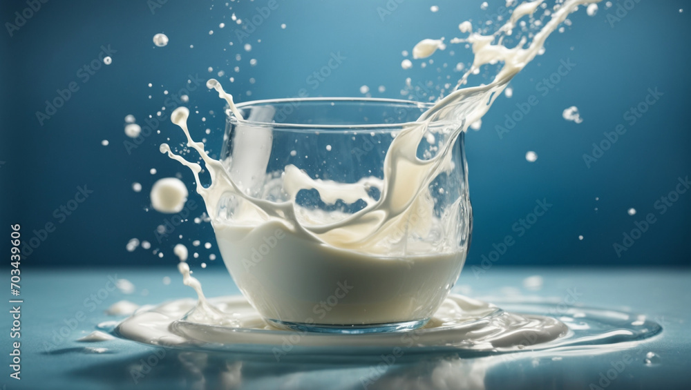 Fresh milk splashed in a glass ai image 