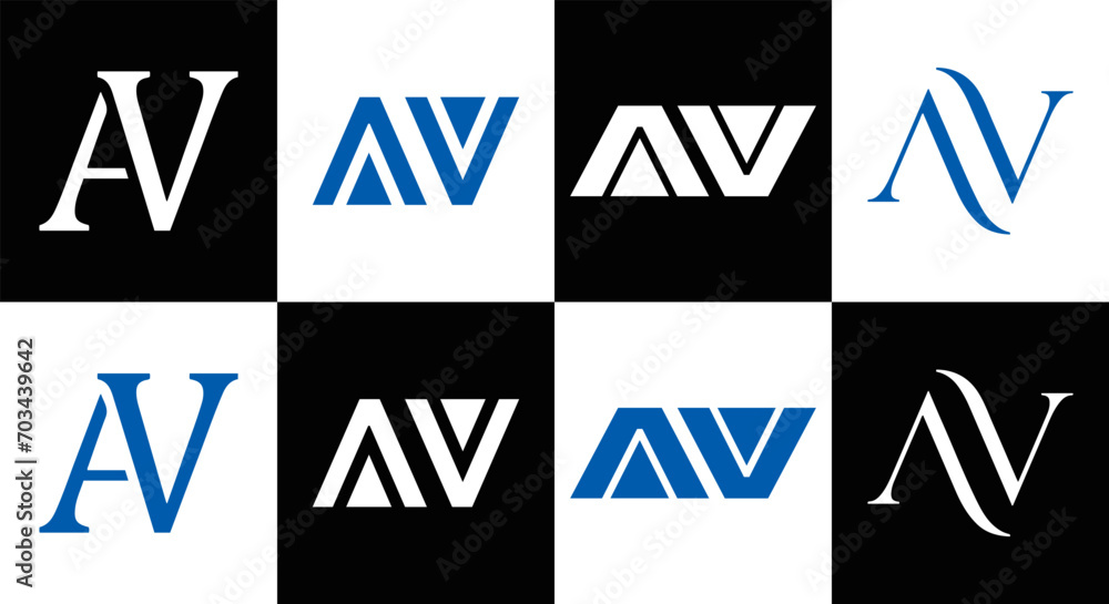 AV logo. AV set , A V design. White AV letter. AV, A V letter logo design. Initial letter AV letter logo set, linked circle uppercase monogram logo. A V letter logo vector design.
AV logo. AV set , A V design. White AV letter. AV, A V letter logo design. Initial letter AV letter logo set, linked circle uppercase monogram logo. A V letter logo vector design.