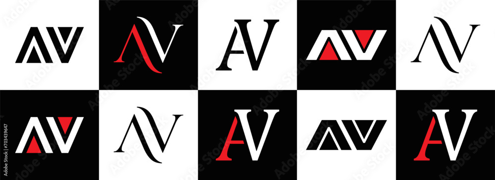AV logo. AV set , A V design. White AV letter. AV, A V letter logo ...