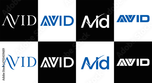 AVID logo. AVID set , A V I D design. White AVID letter. AVID, A V I D letter logo design. Initial letter AVID letter logo set, linked circle uppercase monogram logo. A V I D letter logo vector design