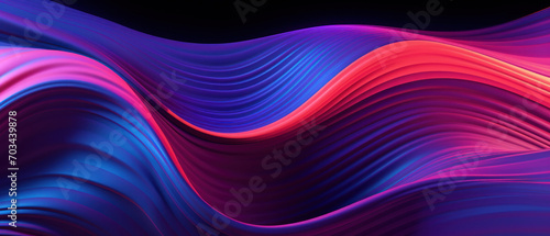 A vibrant abstract composition featuring irregular waves of bright blue and purple hues.
