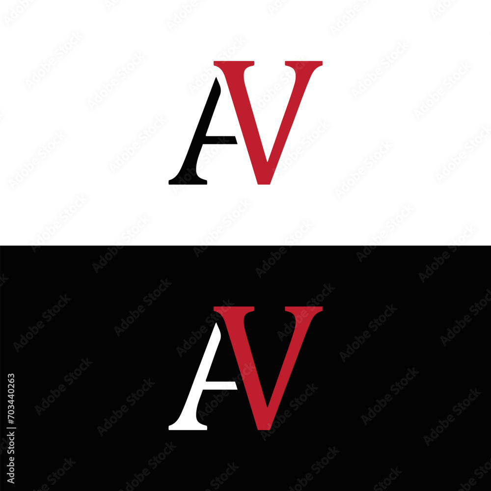 AV logo. AV set , A V design. White AV letter. AV, A V letter logo ...