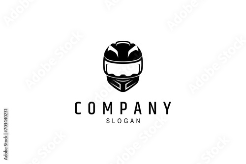 Motorcycle helmet logo with flat template design vector