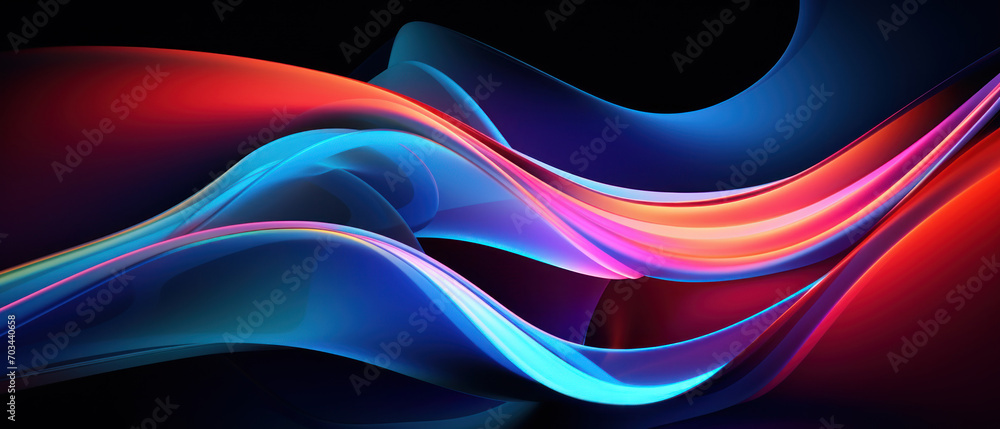 Fototapeta premium Glowing lines and irregular shapes create a bright and modern design.