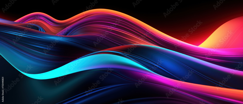 Fototapeta premium Glowing lines and irregular shapes create a bright and modern design.