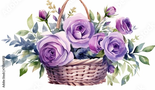 Watercolor purple roses