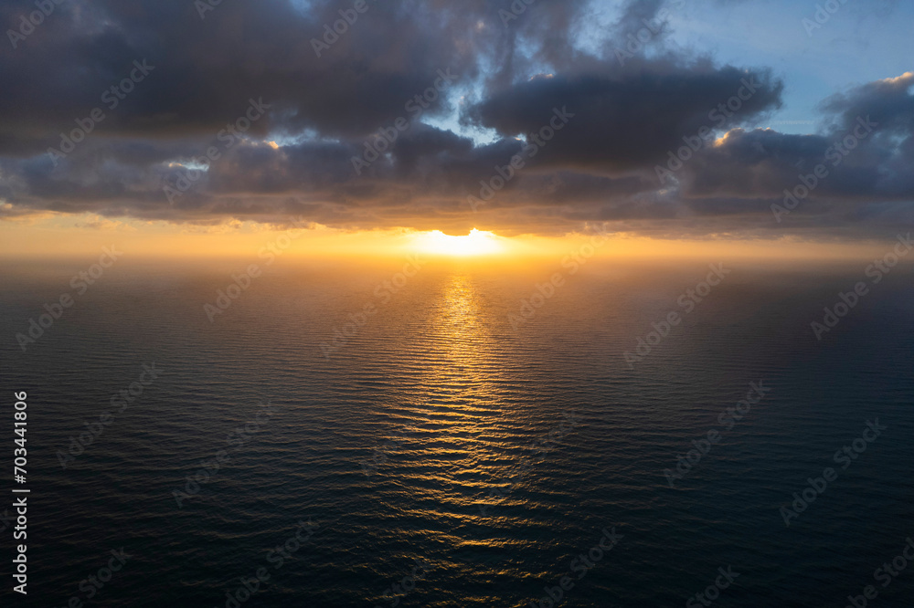 Aerial view of a sunset over the Mediterranean sea Aerial view of a sunset over the Mediterranean sea