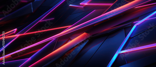 A futuristic neon design with irregular lines and vibrant blue light..