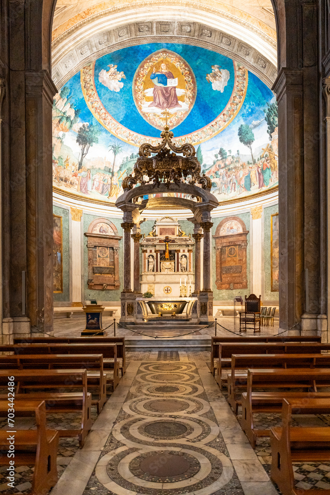 Nave interior of Santa Croce in Gerusalemme Basilica in Rome Stock ...