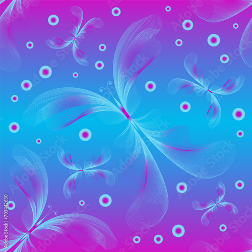Beautiful stylized butterfly seamless pattern. Vector sketching illustration.