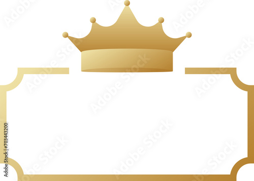Crown frame border golden decor. Gold crown and frame