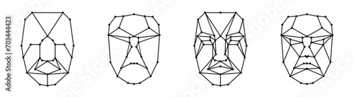 Face recognition or face id mask grid. Face Scan dot mesh