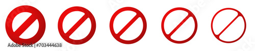 Circle red prohibit cross sign. Wide and thin ban forbid symbol