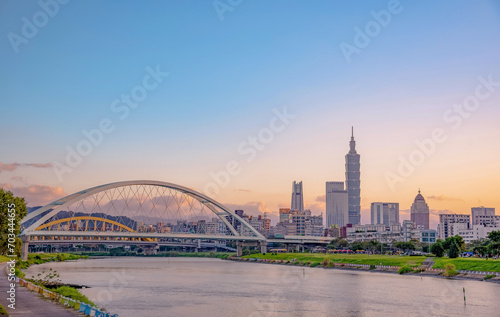 tourist attractions in the city park of taiwan, Asia business concept image, panoramic modern cityscape building in taiwan.	

