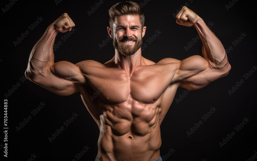 A strong muscles man showing off