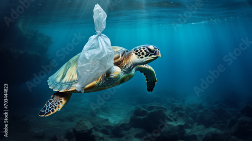 Plastic Pollution In Ocean Turtle Eat Plastic © Soomro