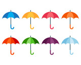 Umbrella icon set. Open umbrella set vector. Collection of side view umbrella vector illustration