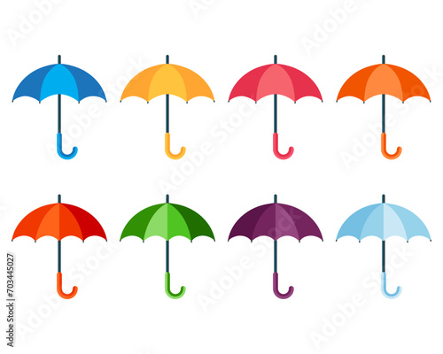 Umbrella icon set. Open umbrella set vector. Collection of side view umbrella vector illustration photo