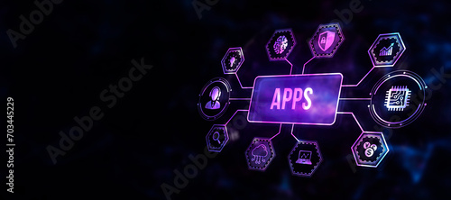 Internet, business, Technology and network concept. APPS abbreviation. Modern technology concept. 3d illustration