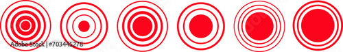 Circle red pulse point. Pain targeting ring vector icon
