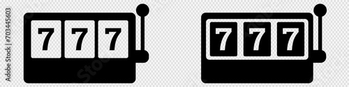Slot machine icon. 777 casino gambling icon vector