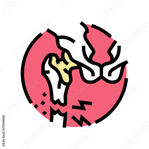 hip fracture osteoporosis bone color icon vector. hip fracture osteoporosis bone sign. isolated symbol illustration