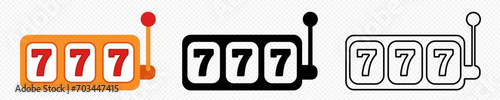 Slot machine icon. 777 casino gambling icon vector