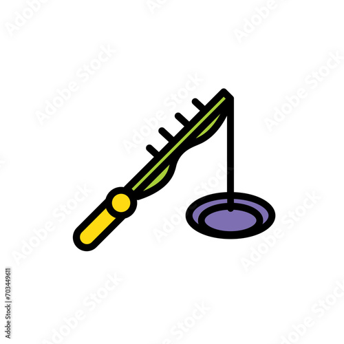 Winter Ice Fishing Filled Outline Icon