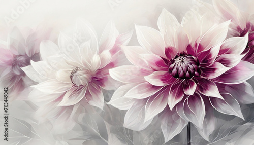 Piękne, abstrakcyjne kwiaty Dalii. Dekoracja ścienna. Generative AI