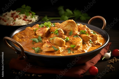 A rich and creamy butter chicken curry  simmered to perfection with a medley of spices