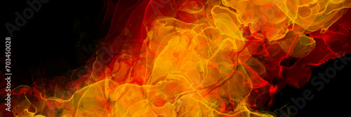Abstract colorful grunge vector background with red fire on black backdrop for cover design, invitation, poster, banner, flyer, cards and design interior. Flame futuristic illustration. Ink texture. 