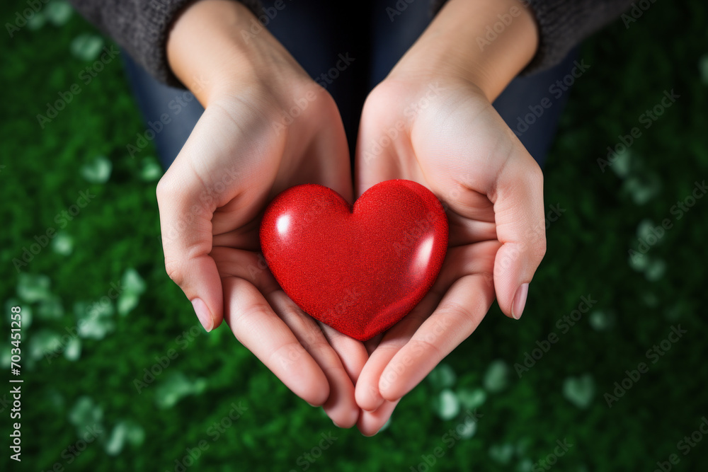 red heart shape family member hands holding red heart shape family member hands holding