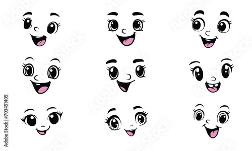 vector set of beautiful cartoon eyes