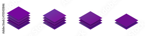 Layer stack illustration. Two, three four and five layers. Layer tier diagram