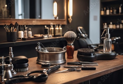 various barbershop implements in order
