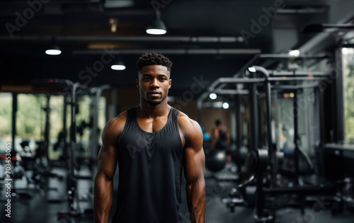 Young black athletic man in gym
