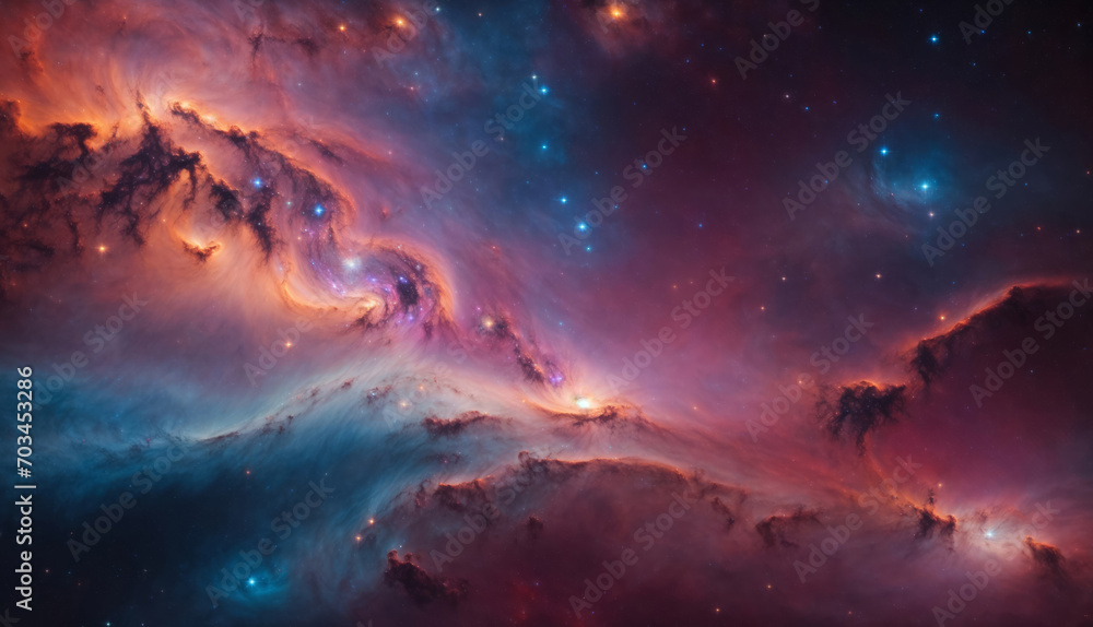 Beautiful colorful nebula in cosmos