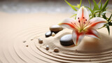 sand lily and spa stones in zen garden