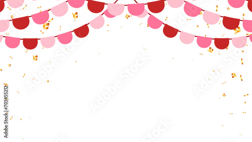 Flag red, pink annd gold confetti concept design holiday happy day, celebration and birthday