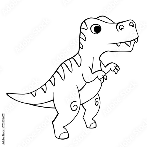 Tyrannosaurus dino sketch vector. Prehistoric T-Rex dinosaur contour line illustration. 