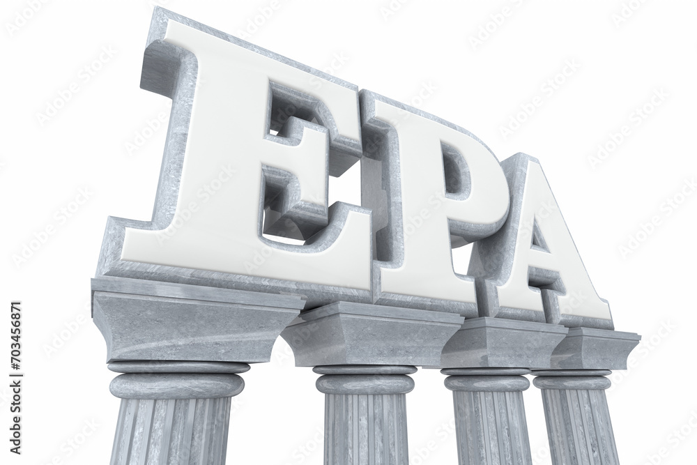 Fototapeta premium EPA Environmental Protection Agency Rules Marble Pillars Columns Federal Government Clean Air Water 3d Illustration