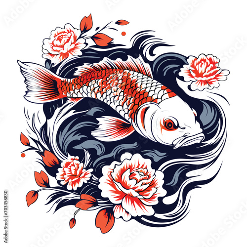 Cool and aesthetic colorful koi fish tattoo design
