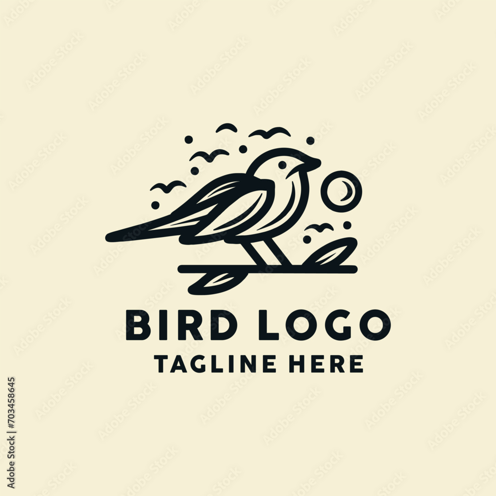 Fototapeta premium Bird Monoline Logo Symbol Design illustration vector Icon Emblem