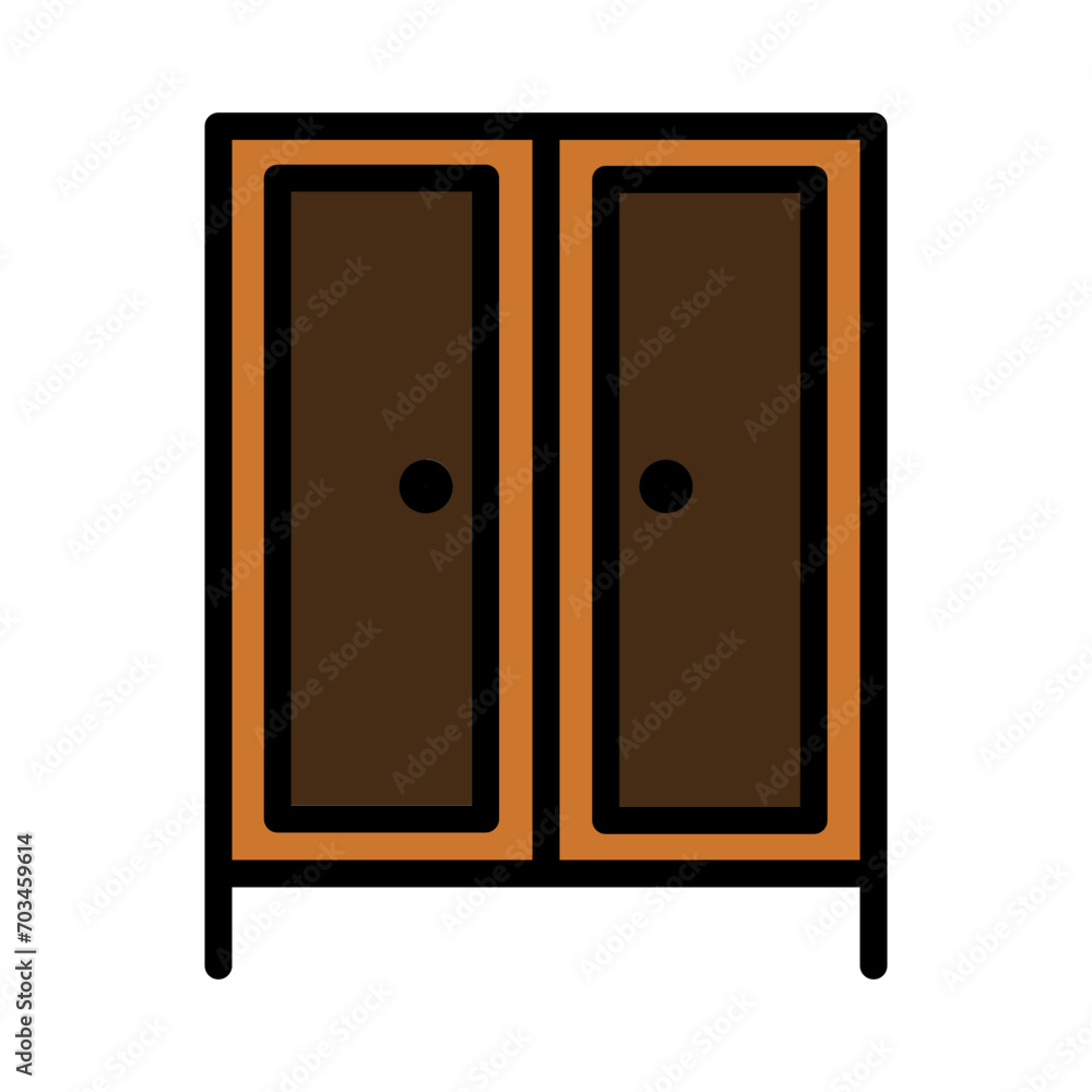 Case Cupboard Wood Filled Outline Icon Case Cupboard Wood Filled Outline Icon