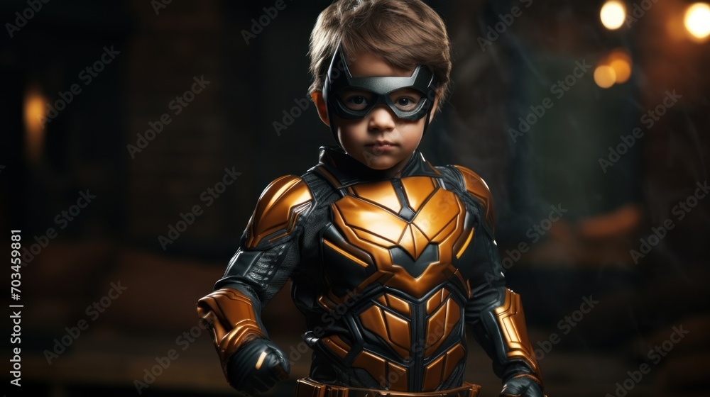 A child in a superhero costume A child in a superhero costume