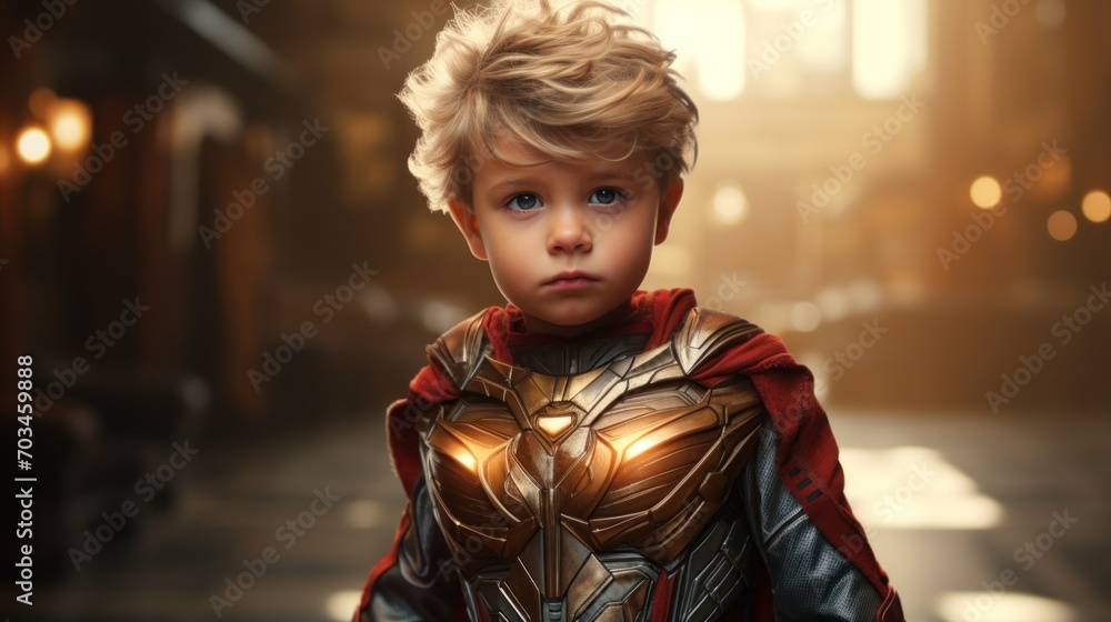 A child in a superhero costume